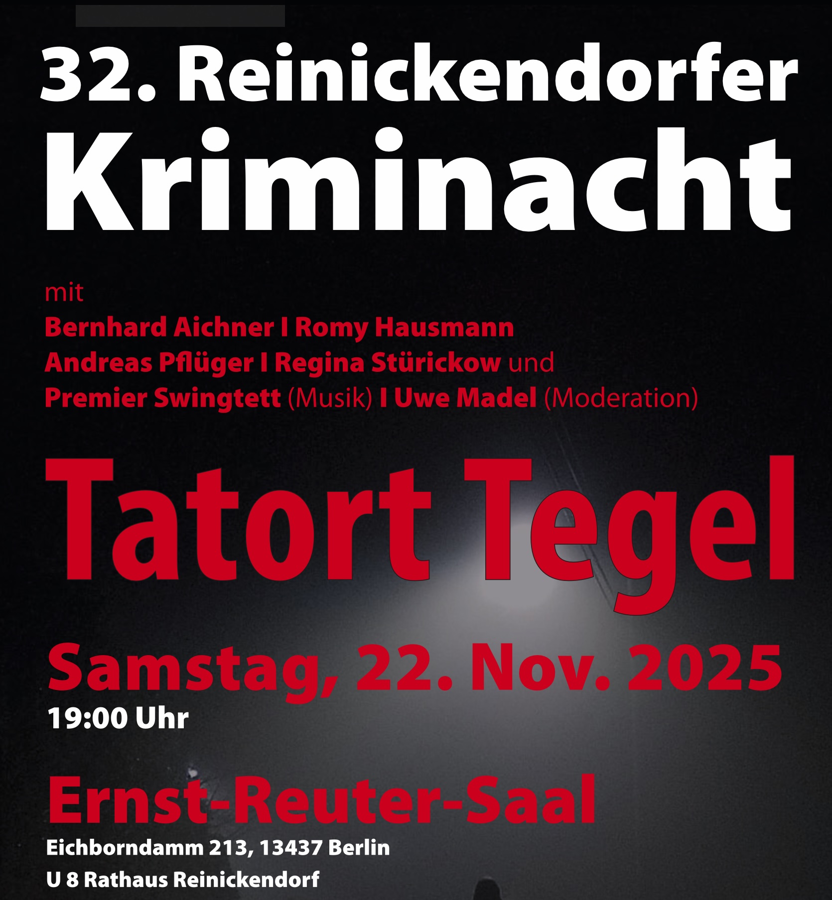Der Flyer der diesjhrigen Reinickendorfer Kriminacht, BA Rdf.