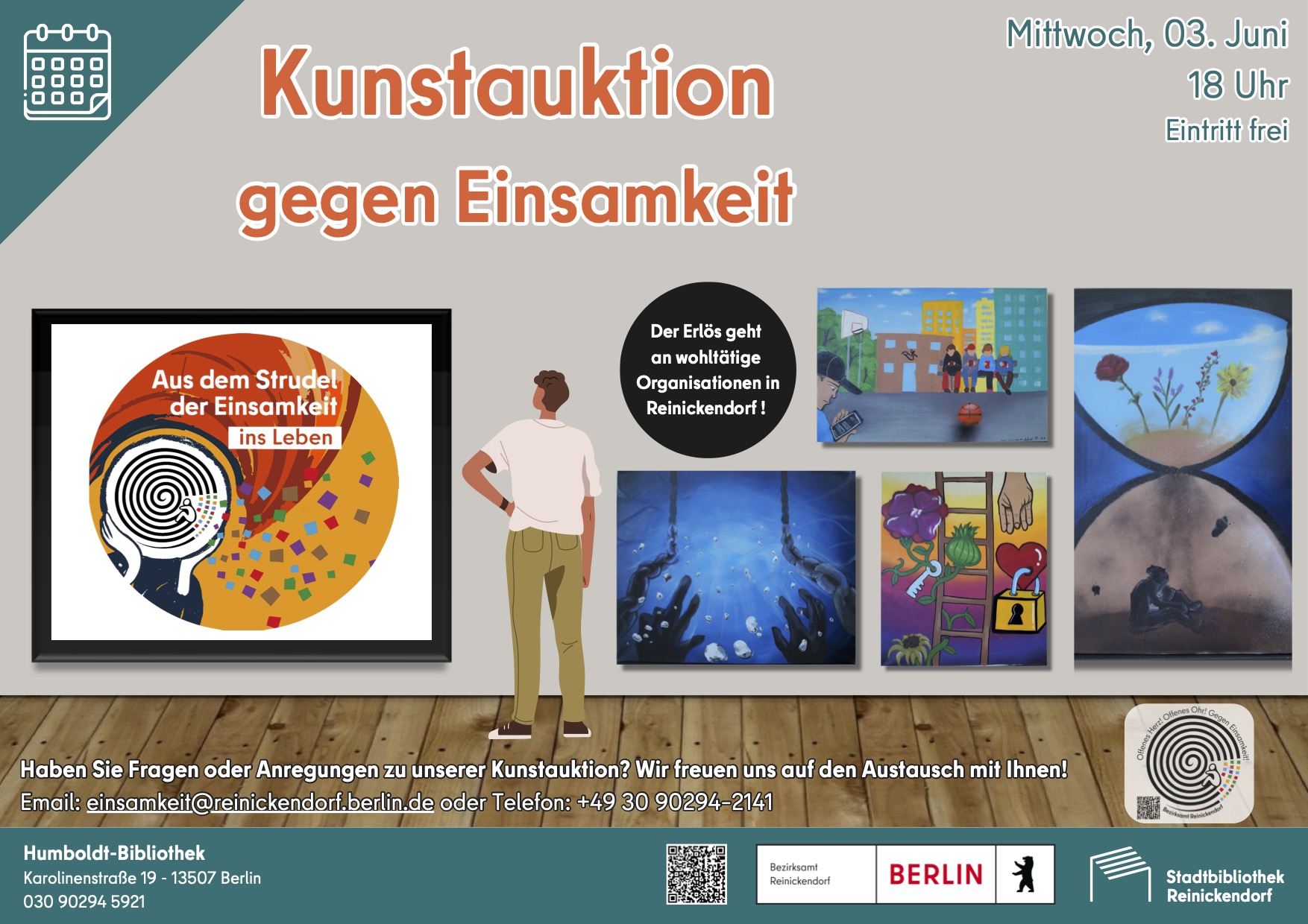 �Kunstauktion gegen Einsamkeit� am 03.06.2026 in der Humboldt-Bibliothek