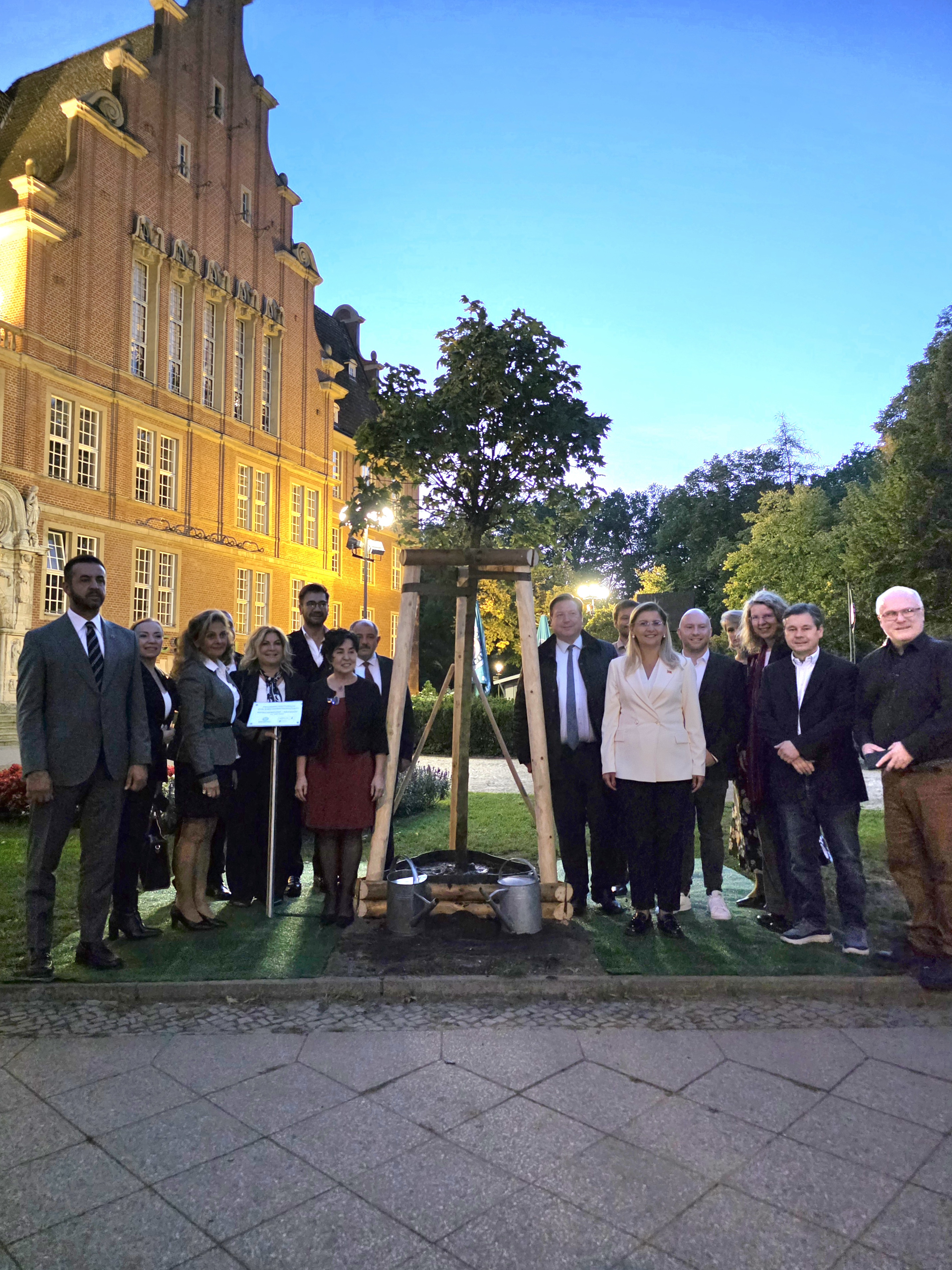 Ein Baum am Rathaus Reinickendorf als sichtbares Zeichen der Partnerschaft mit Bakırk�y.